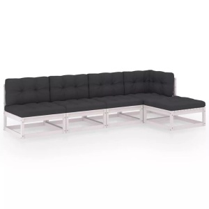 vidaXL, vidaXL 5-tlg. Garten-Lounge-Set mit Kissen Kiefer Massivholz, vidaXL 5-tlg. Garten-Lounge-Set mit Kissen Kiefer Massivholz