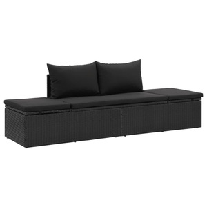 Diverse Hardware, Sonnenliege mit Auflage Poly Rattan Schwarz, vidaXL Sonnenliege mit Auflage Poly Rattan Schwarz