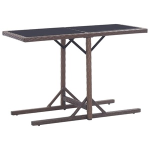 vidaXL, vidaXL Gartentisch Braun 110×53×72 cm Glas und Poly Rattan, vidaXL Gartentisch Braun 110×53×72 cm Glas und Poly Rattan