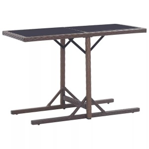 vidaXL, vidaXL Gartentisch Braun 110×53×72 cm Glas und Poly Rattan, vidaXL Gartentisch Braun 110×53×72 cm Glas und Poly Rattan