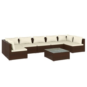 vidaXL, vidaXL 8-tlg. Garten-Lounge-Set mit Kissen Poly Rattan Braun, 
