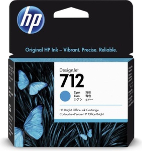 HP Supplies, HP 712 Tinte cyan, Hewlett Packard Tintenpatrone, blau, No.712, 3ED67A, (29ml)