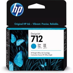 HP Supplies, HP 712 Tinte cyan, Hewlett Packard Tintenpatrone, blau, No.712, 3ED67A, (29ml)
