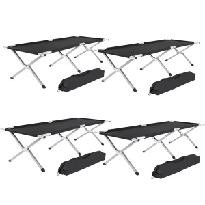 TecTake, 4 Feldbetten Aus Aluminium Unisex Schwarz ONE SIZE, Tectake - 4 Feldbetten aus Aluminium, One Size, Schwarz