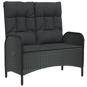 vidaXL, vidaXL Gartenbank mit Liegefunktion & Kissen 107cm Poly Rattan Schwarz, vidaXL Gartenbank mit Liegefunktion & Kissen 107cm Poly Rattan Schwarz