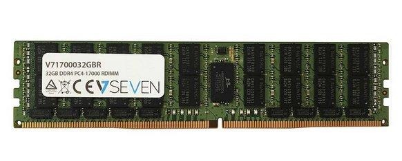 V7 Videoseven, 32GB DDR4 2133MHZ CL15 ECC SERV REG PC4-17000 1.2V NMS NS MEM, V7 - 1700032GBR (1 x 32GB, DDR4-2133, DIMM 288), Grün
