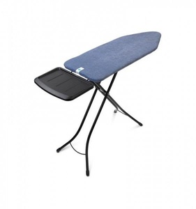 BRABANTIA, Brabantia Bügelbrett »mit Dampfstationsablage«, Bügelfläche 124 cmx45 cm, Brabantia - Bügeltisch Denim Blue mit Dampfstationsablage, Blau, One Size