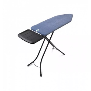 BRABANTIA, Brabantia Bügelbrett »mit Dampfstationsablage«, Bügelfläche 124 cmx45 cm, Brabantia - Bügeltisch Denim Blue mit Dampfstationsablage, Blau, One Size
