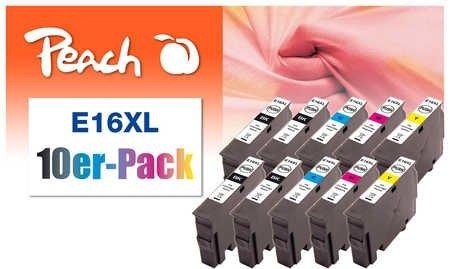 Peach, Peach 10er-Pack Tintenpatronen, kompatibel zu Epson No. 16XL, Tintenpatrone »Peach Epson Nr. 16XL (T1631)«, (10 St.)