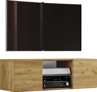 VCM, Holz TV Wandboard Hänge Lowboard Fernsehschrank hängend Wandschrank Tisch Jusa Holz TV Wandboard Hänge Lowboard Fernsehschrank hängend Wandschrank Tisch Jusa, VCM - TV Möbel | Wandboard Lowboard hängend Maße H. 40 x B. 95 oder 115 T. 36 cm Wandschrank Jusa, 115cm, Braun