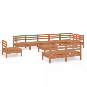 vidaXL, vidaXL 10-tlg. Garten-Lounge-Set Massivholz Kiefer Honigbraun