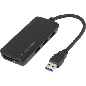Renkforce, Renkforce 3 Port USB 3.0-Hub mit eingebautem SD-Kartenleser Schwarz, Renkforce 3 Port USB 3.2 Gen 1-Hub (USB 3.0) mit eingebautem SD-Kartenleser Schwarz