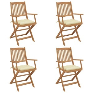 vidaXL, vidaXL Klappbare Gartenstühle 4 Stk. mit Kissen Massivholz Akazie, vidaXL Klappbare Gartenstühle 4 Stk. mit Kissen Massivholz Akazie