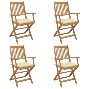 vidaXL, vidaXL Klappbare Gartenstühle 4 Stk. mit Kissen Massivholz Akazie