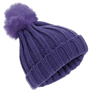 Universal Textiles, Rockjock Zopfmuster-pelz-pom Pom Winter-strickmütze Unisex Marine ONE SIZE, 