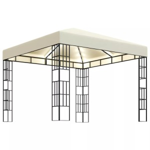 vidaXL, vidaXL Pavillon mit LED-Lichterkette 3x3 m Cremeweiß