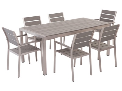 Beliani, Gartenmöbel Set Polywood grau 6-Sitzer V, Beliani - Gartentisch Set aus Kunstholz Industriell VERNIO, One Size, Taubengrau