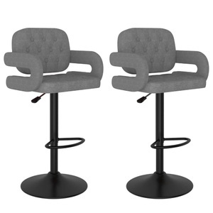 vidaXL, vidaXL Barhocker 2 Stk. Hellgrau Stoff, vidaXL Barhocker 2 Stk. Hellgrau Stoff