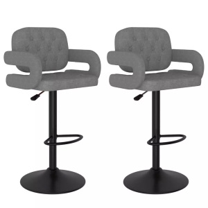 vidaXL, vidaXL Barhocker 2 Stk. Hellgrau Stoff, vidaXL Barhocker 2 Stk. Hellgrau Stoff