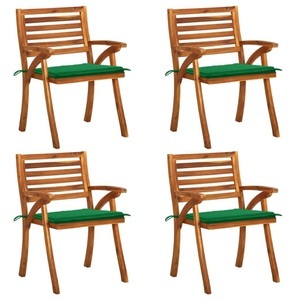 vidaXL, vidaXL Gartenstühle mit Kissen 4 Stk. Massivholz Akazie, vidaXL Gartenstühle mit Kissen 4 Stk. Massivholz Akazie