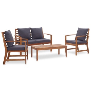 Diverse Hardware, Garten-Lounge-Set mit Auflagen 4-tlg. Massivholz Akazie
