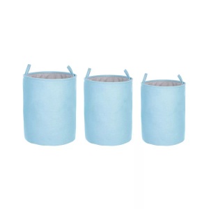 Beliani, Beliani Textilkorb mit Kordelzug hellblau 3er Set ARCHA Korb, Beliani - Aufbewahrungskorb 3er Set aus Polyester Boho ARCHA, One Size, Hellblau