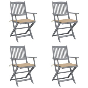 vidaXL, vidaXL Klappbare Gartenstühle 4 Stk. mit Sitzkissen Massivholz Akazie