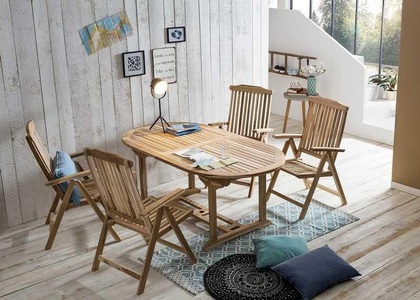 mutoni trend, Garten Sitzgruppe (5-tlg) Teakholz 170x120 natur, Garten Sitzgruppe Teakholz 170x120 natur (5-tlg)