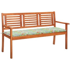 vidaXL, vidaXL 3-Sitzer-Gartenbank mit Auflage 150 cm Massivholz Eukalyptus, 