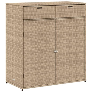 vidaXL, vidaXL Gartenschrank Beige 105x55x113 cm Poly Rattan, vidaXL Gartenschrank Beige 105x55x113 cm Poly Rattan