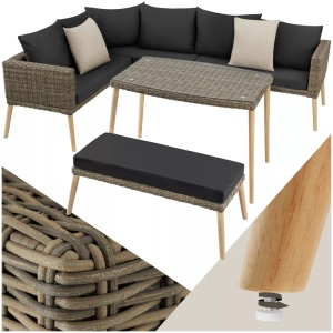TecTake, Rattan Lounge mit Aluminiumgestell Pula Rattan Lounge mit Aluminiumgestell Pula