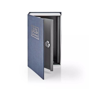 Nedis, Nedis - (16.8x10.7cm) Buch Tresor Attrappe Geheimversteck Geldkassette mit Schloss für Geld / Wertpapiere / Schmuck (BOOKSEDS01BU), Nedis - Tresor | Buchtresor Schlüsselloch Innenräume Klein Innenvolumen: 0,86 l 2 Schlüssel im Lieferumfang Blau / Silber., 90X120MM