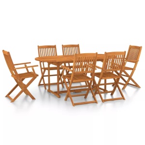 vidaXL, vidaXL 7-tlg. Garten-Essgruppe Massivholz Akazie, vidaXL 7-tlg. Garten-Essgruppe 180x90x75 cm Massivholz Akazie