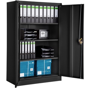 TecTake, Aktenschrank mit 4 Böden - schwarz, Tectake - Aktenschrank mit 4 Böden 140x90x40cm abschliessbar, One Size, Schwarz