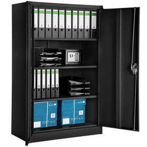 TecTake, Aktenschrank mit 4 Böden - schwarz, Tectake - Aktenschrank mit 4 Böden 140x90x40cm abschliessbar, One Size, Schwarz