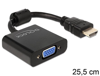 Delock, DeLock Hdmi - VGA Adapter, Delock Adapterkabel HDMI - VGA Schwarz