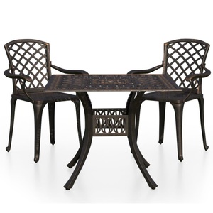 vidaXL, vidaXL 3-tlg. Bistro-Set Aluminiumguss Bronzen, 
