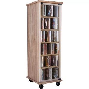 VCM, Holz CD DVD Stand Regal Schrank Standregal Rollen drehbar Valenza Glastür Holz CD DVD Stand Regal Schrank Standregal Rollen drehbar Valenza Glastür, VCM - CD Regal Holz | Schrank mit ESG-Sicherheitsglastüren für 204 CDs oder 72 DVDs Maße: H. 98 x B. 31 T. 35 cm Elegantes DVD Rollen |, One Size, Sonoma-Eiche