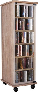 VCM, Holz CD DVD Stand Regal Schrank Standregal Rollen drehbar Valenza Glastür Holz CD DVD Stand Regal Schrank Standregal Rollen drehbar Valenza Glastür, VCM - CD Regal Holz | Schrank mit ESG-Sicherheitsglastüren für 204 CDs oder 72 DVDs Maße: H. 98 x B. 31 T. 35 cm Elegantes DVD Rollen |, One Size, Sonoma-Eiche