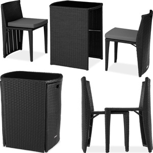TecTake, Rattanset Bistro Hamburg Rattanset Bistro Hamburg, Tectake - Aluminium Rattanset Bistro Hamburg, 3 Stück, Schwarz