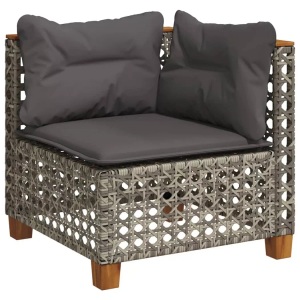 vidaXL, vidaXL Garten-Ecksofa mit Kissen Grau Poly Rattan