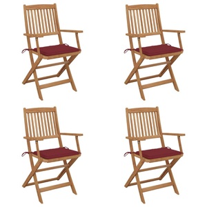vidaXL, vidaXL Klappbare Gartenstühle 4 Stk. mit Kissen Massivholz Akazie, vidaXL Klappbare Gartenstühle 4 Stk. mit Kissen Massivholz Akazie
