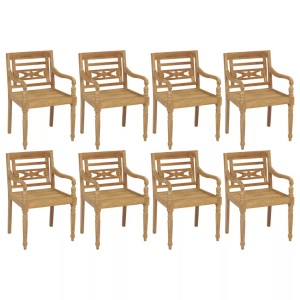 vidaXL, vidaXL Batavia-Stühle 8 Stk. Massivholz Teak, vidaXL Batavia-Stühle 8 Stk. Massivholz Teak