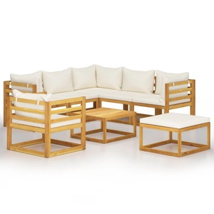 vidaXL, vidaXL 8-tlg. Garten-Lounge-Set mit Auflagen Creme Massivholz Akazie
