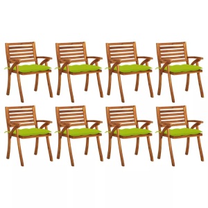 vidaXL, vidaXL Gartenstühle mit Kissen 8 Stk. Massivholz Akazie, vidaXL Gartenstühle mit Kissen 8 Stk. Massivholz Akazie
