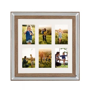 Beliani, 6er-Fotorahmen aus Glas Modern SINTA 6er-Fotorahmen aus Glas Modern SINTA, Beliani - Fotorahmen aus Glas Glamourös SINTA, One Size, Braun Leder