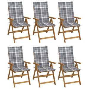 vidaXL, vidaXL Klappbare Gartenstühle 6 Stk. mit Auflagen Massivholz Akazie