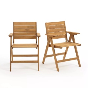 LA REDOUTE INTERIEURS, 2 Klappstühle Réalto, Akazienholz, La Redoute Intérieurs - 2er-Set Klappstühle Réalto, One Size, Beige