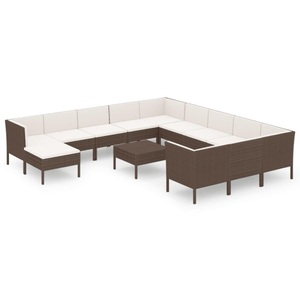vidaXL, vidaXL 13-tlg. Garten-Lounge-Set mit Auflagen Poly Rattan Braun