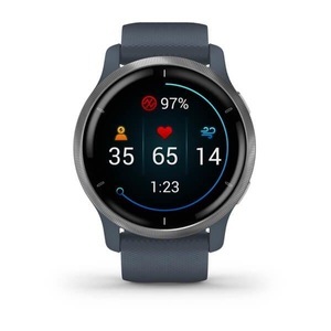 Garmin, Garmin Venu 2 BlueGranite/Passivated Activity Tracker, GARMIN Venu 2 - GPS-Smartwatch (Breite: 22 mm, Silikon, Granitblau/Silber)